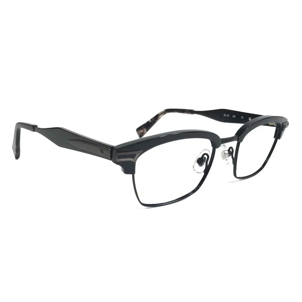 Vintage See Eyeglasses Frames 4621 C1 Shiny Black Rectangle Full Rim 49-20-145
